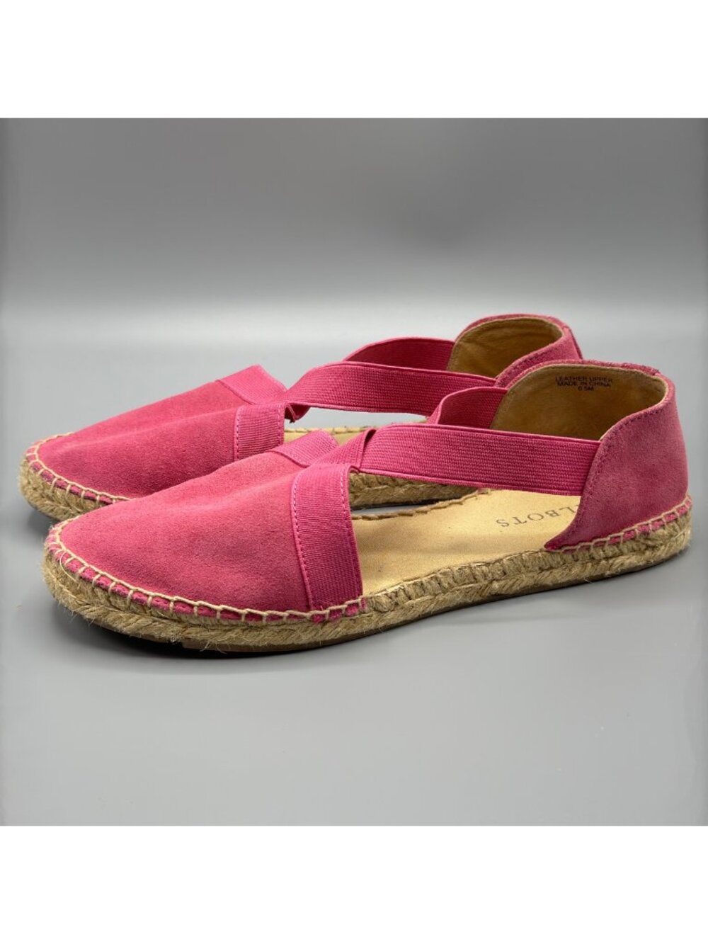Talbots Pink Suede Espadrille Flats Crisscross Elastic Straps Size 6.5M